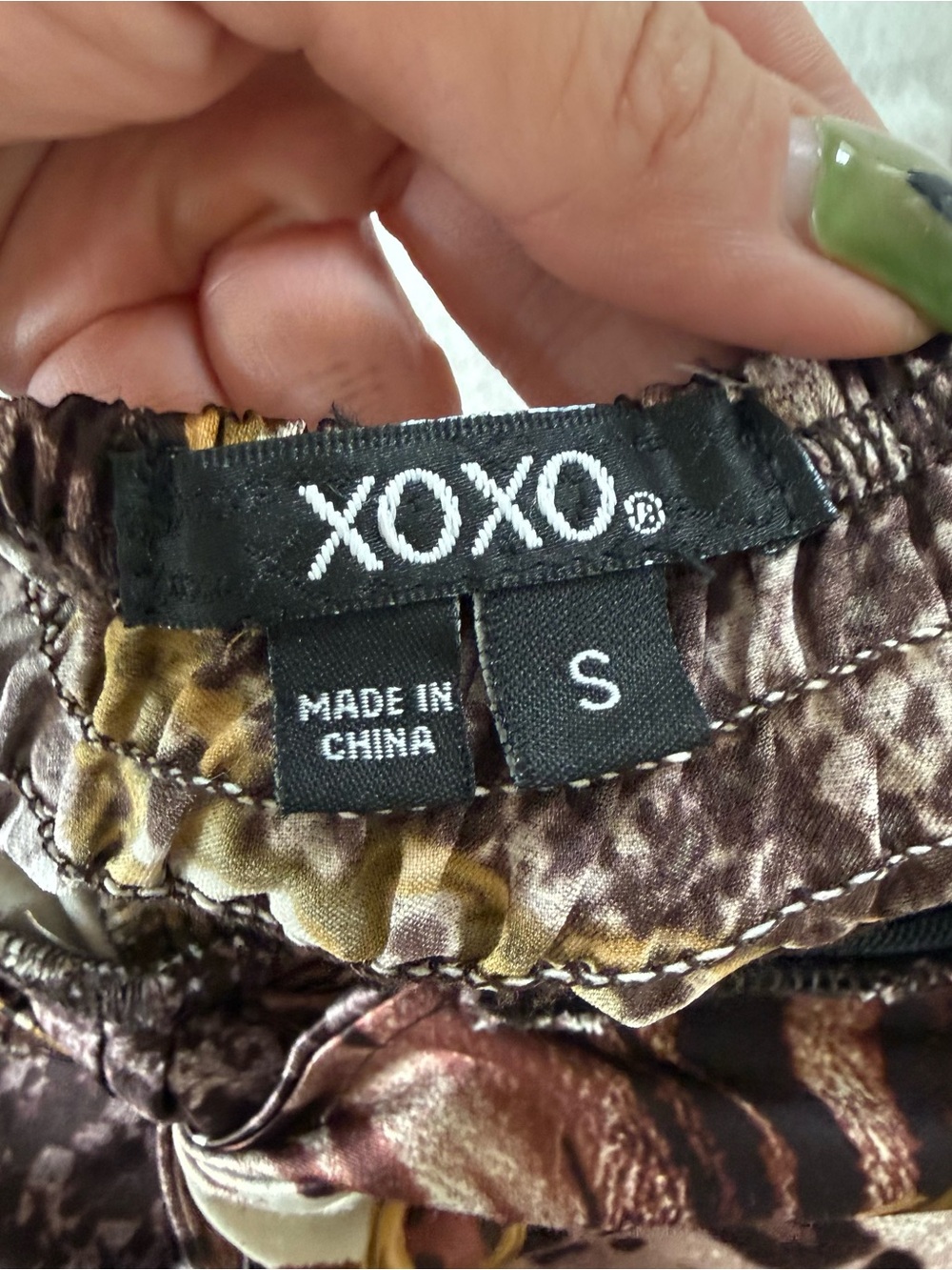 XOXO Y2K grunge glam festival brown animal print halter ruched top size S - Picture 3 of 6